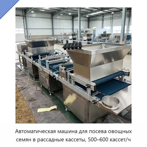 Автоматическая машина для посева овощных семян в рассадные кассеты, 500–600 кассет/ч