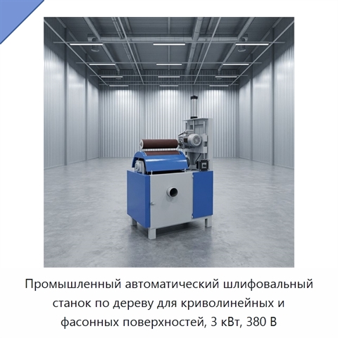 Промышленный автоматический шлифовальный станок по дереву для криволинейных и фасонных поверхностей, 3 кВт, 380 В