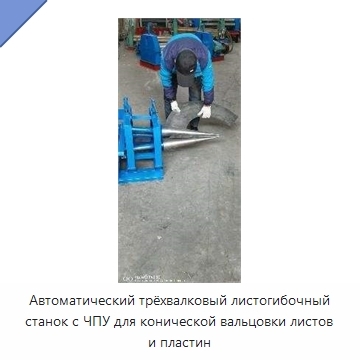 Автоматический трёхвалковый листогибочный станок с ЧПУ для конической вальцовки листов и пластин