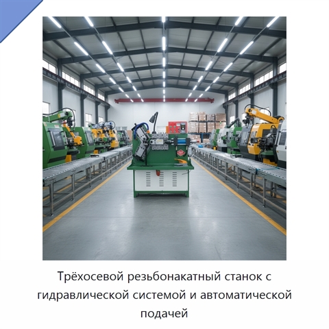 Трёхосевой резьбонакатный станок с гидравлической системой и автоматической подачей