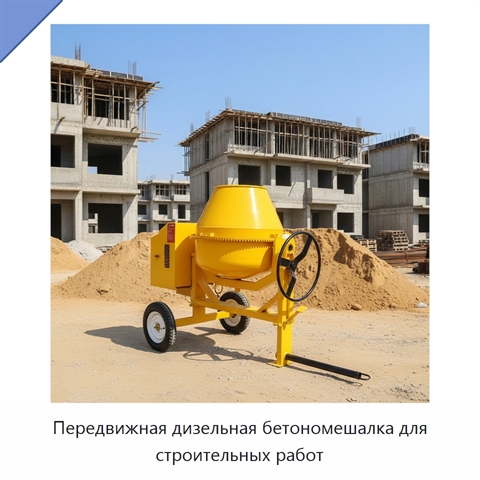 Передвижная дизельная бетономешалка для строительных работ