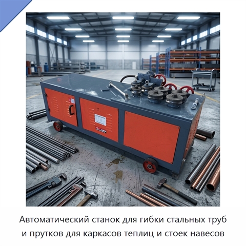 Автоматический станок для гибки стальных труб и прутков для каркасов теплиц и стоек навесов
