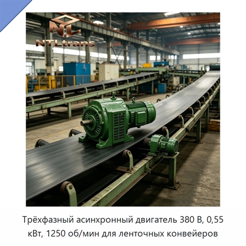 Трёхфазный асинхронный двигатель 380 В, 0,55 кВт, 1250 об/мин для ленточных конвейеров