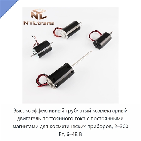 Высокоэффективный трубчатый коллекторный двигатель постоянного тока с постоянными магнитами для косметических приборов, 2–300 Вт, 6–48 В