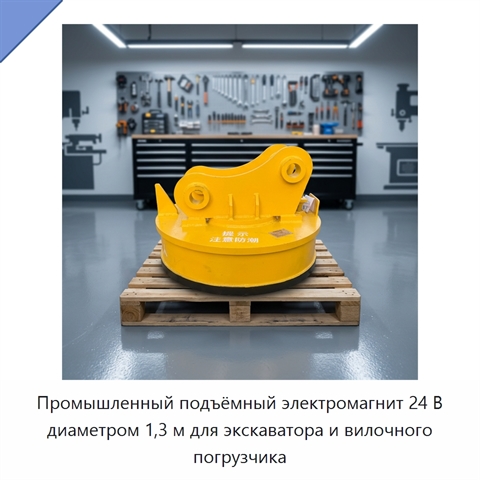Промышленный подъёмный электромагнит 24 В диаметром 1,3 м для экскаватора и вилочного погрузчика