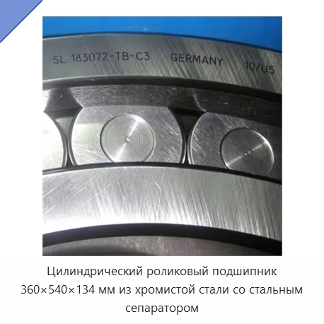 Цилиндрический роликовый подшипник 360×540×134 мм из хромистой стали со стальным сепаратором
