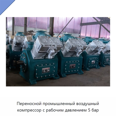 Переносной промышленный воздушный компрессор с рабочим давлением 5 бар