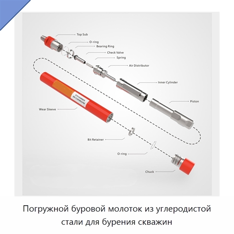 Погружной буровой молоток из углеродистой стали для бурения скважин