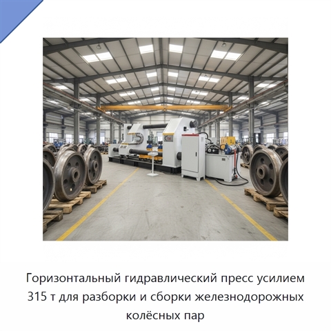 Горизонтальный гидравлический пресс усилием 315 т для разборки и сборки железнодорожных колёсных пар