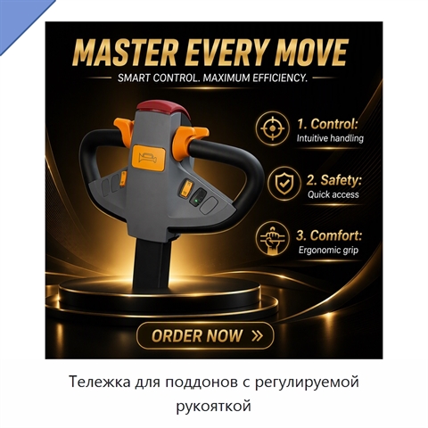 Тележка для поддонов с регулируемой рукояткой