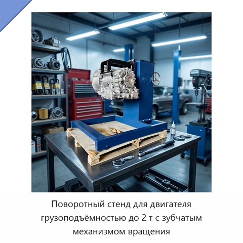 Поворотный стенд для двигателя грузоподъёмностью до 2 т с зубчатым механизмом вращения