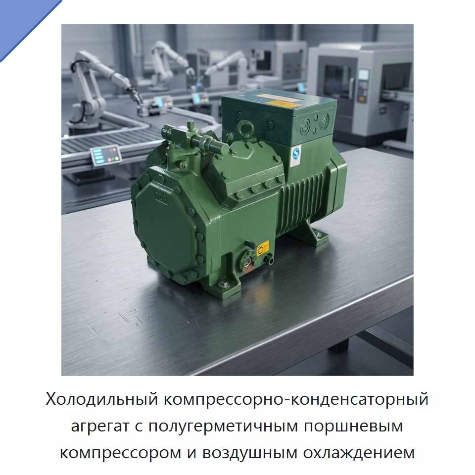 Холодильный компрессорно-конденсаторный агрегат с полугерметичным поршневым компрессором и воздушным охлаждением — Запчасти для холодильного и теплообменного оборудования