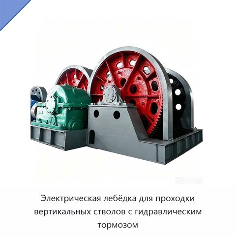 Электрическая лебёдка для проходки вертикальных стволов с гидравлическим тормозом