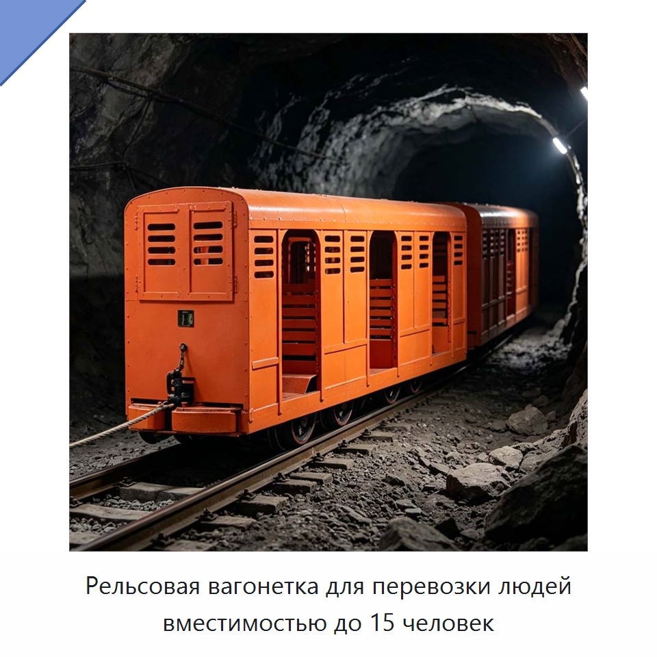 Рельсовая вагонетка для перевозки людей вместимостью до 15 человек — Горнодобывающее оборудование