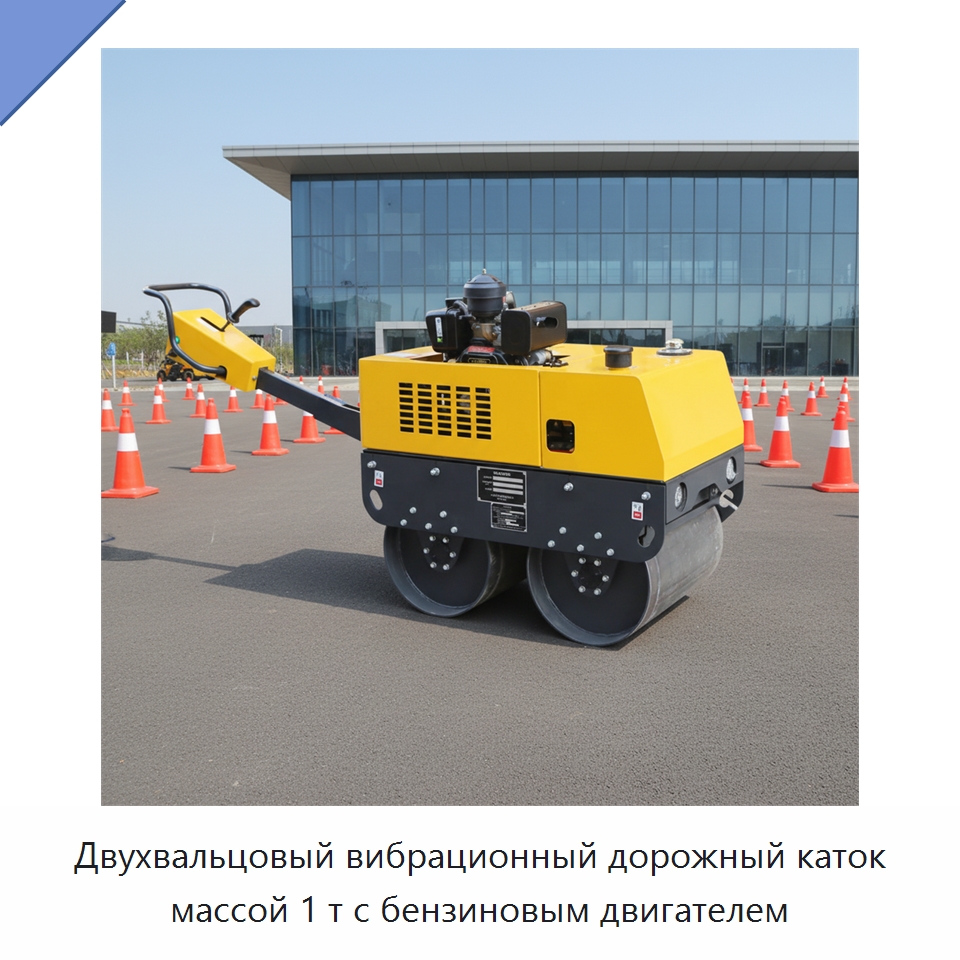 Двухвальцовый вибрационный дорожный каток массой 1 т с бензиновым двигателем — Дорожная техника