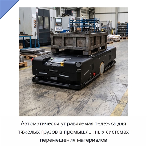 Автоматически управляемая тележка для тяжёлых грузов в промышленных системах перемещения материалов