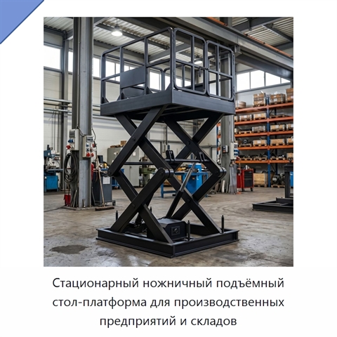 Стационарный ножничный подъёмный стол-платформа для производственных предприятий и складов