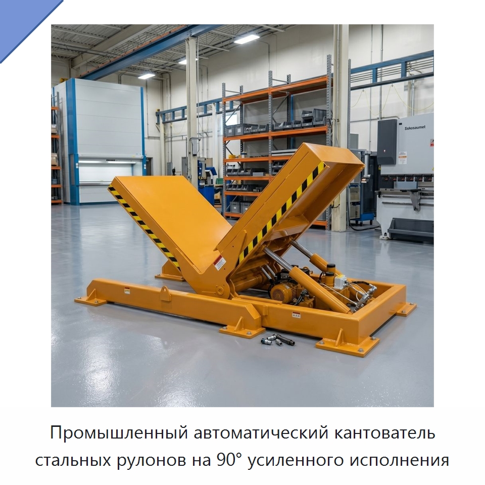 Промышленный автоматический кантователь стальных рулонов на 90° усиленного исполнения — Электротали
