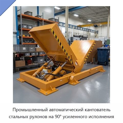 Промышленный автоматический кантователь стальных рулонов на 90° усиленного исполнения