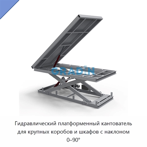 Гидравлический платформенный кантователь для крупных коробов и шкафов с наклоном 0–90°
