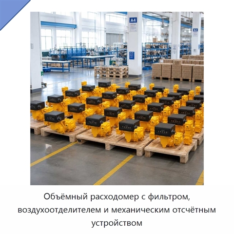 Объёмный расходомер с фильтром, воздухоотделителем и механическим отсчётным устройством