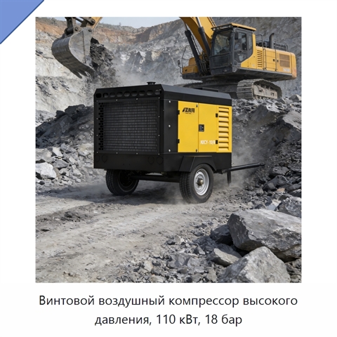 Винтовой воздушный компрессор высокого давления, 110 кВт, 18 бар
