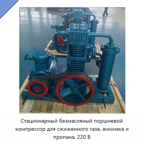 Стационарный безмасляный поршневой компрессор для сжиженного газа, аммиака и пропана, 220 В