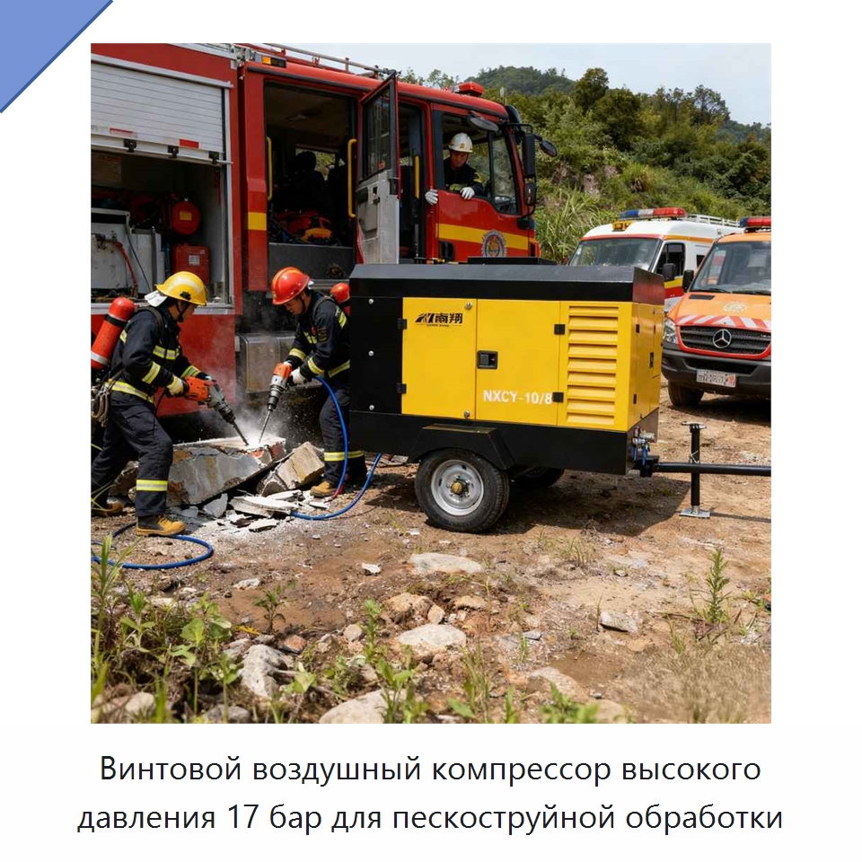 Винтовой воздушный компрессор высокого давления 17 бар для пескоструйной обработки — Промышленные компрессоры