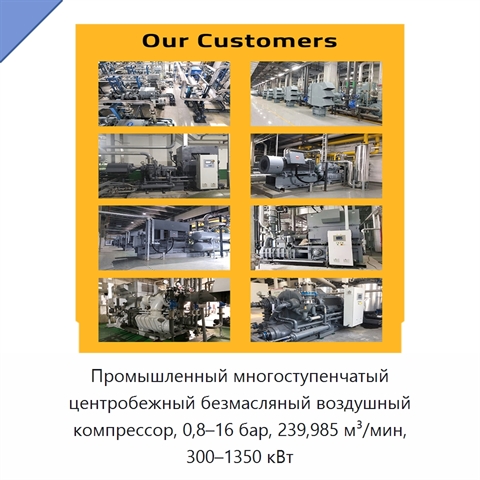 Промышленный многоступенчатый центробежный безмасляный воздушный компрессор, 0,8–16 бар, 239,985 м³/мин, 300–1350 кВт