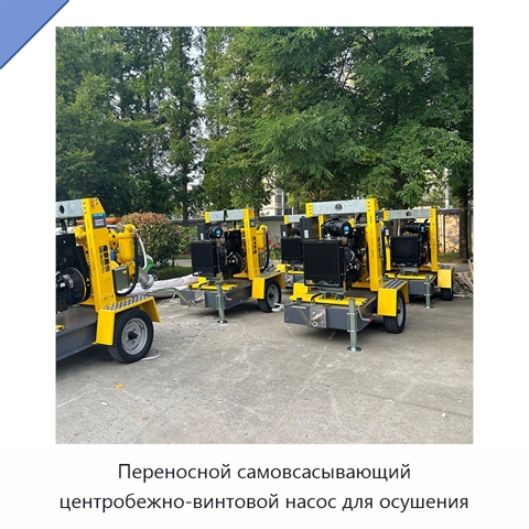 Переносной самовсасывающий центробежно-винтовой насос для осушения