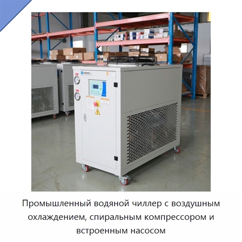 Промышленный водяной чиллер с воздушным охлаждением, спиральным компрессором и встроенным насосом