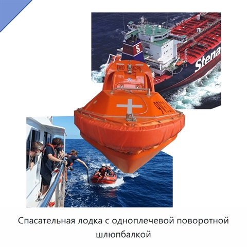 Спасательная лодка с одноплечевой поворотной шлюпбалкой
