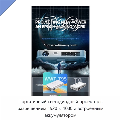 Портативный светодиодный проектор с разрешением 1920 × 1080 и встроенным аккумулятором