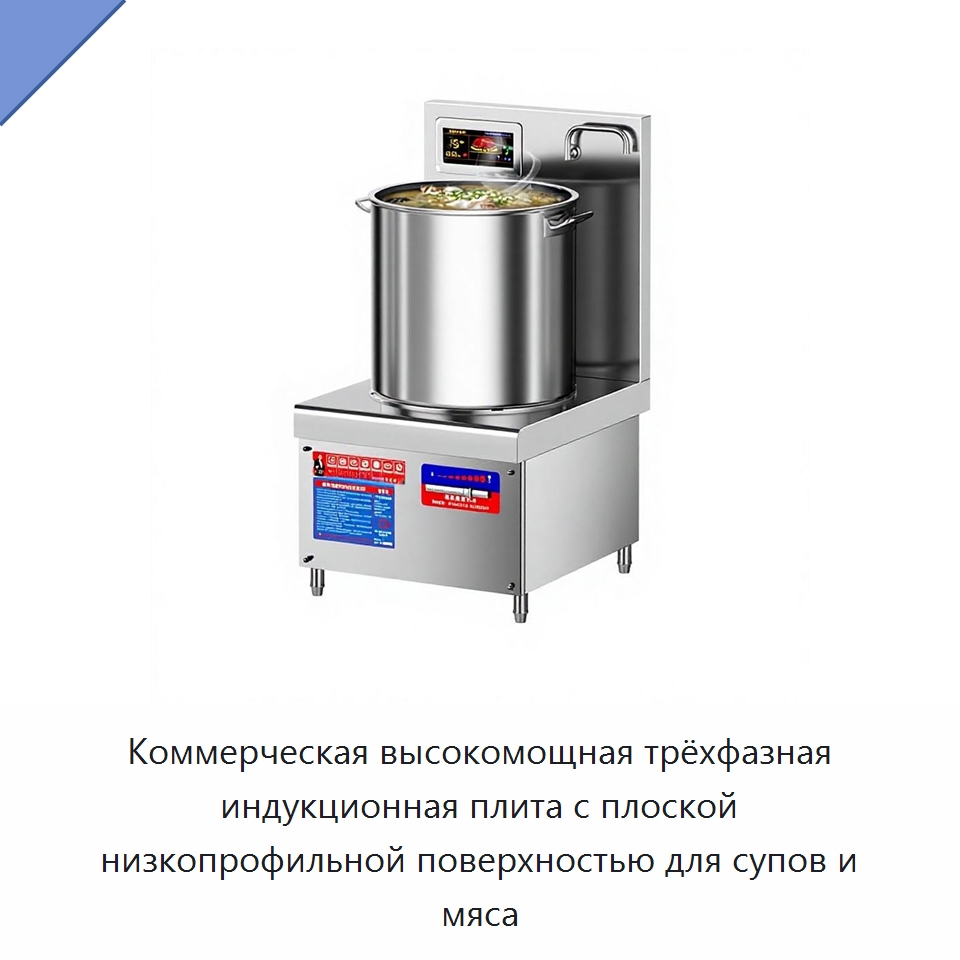 Коммерческая высокомощная трёхфазная индукционная плита с плоской низкопрофильной поверхностью для супов и мяса — Оборудование для производства домашнего текстиля