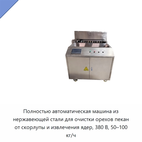 Полностью автоматическая машина из нержавеющей стали для очистки орехов пекан от скорлупы и извлечения ядер, 380 В, 50–100 кг/ч