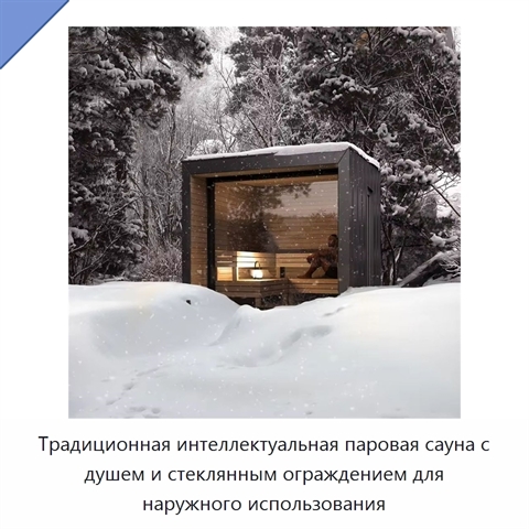 Традиционная интеллектуальная паровая сауна с душем и стеклянным ограждением для наружного использования