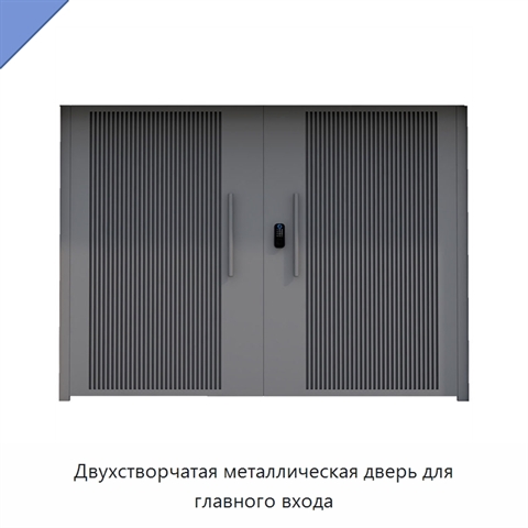 Двухстворчатая металлическая дверь для главного входа