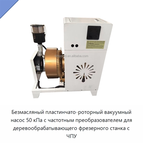 Безмасляный пластинчато-роторный вакуумный насос 50 кПа с частотным преобразователем для деревообрабатывающего фрезерного станка с ЧПУ