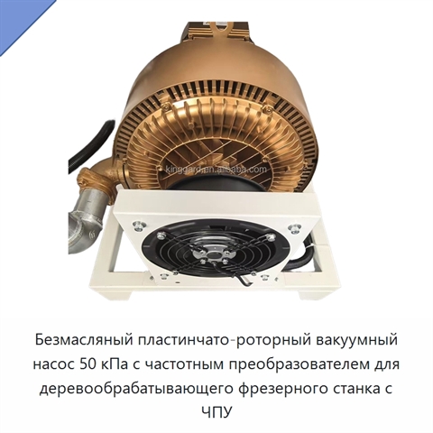 Безмасляный пластинчато-роторный вакуумный насос 50 кПа с частотным преобразователем для деревообрабатывающего фрезерного станка с ЧПУ