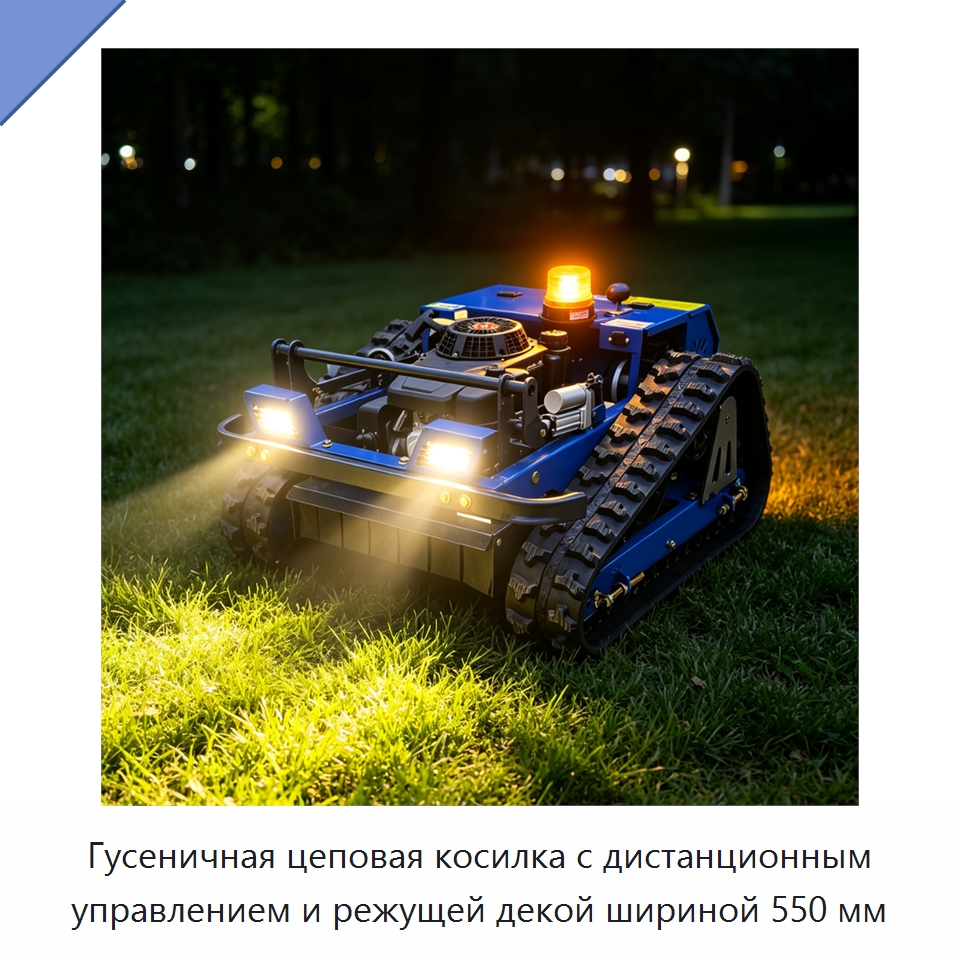 Гусеничная цеповая косилка с дистанционным управлением и режущей декой шириной 550 мм