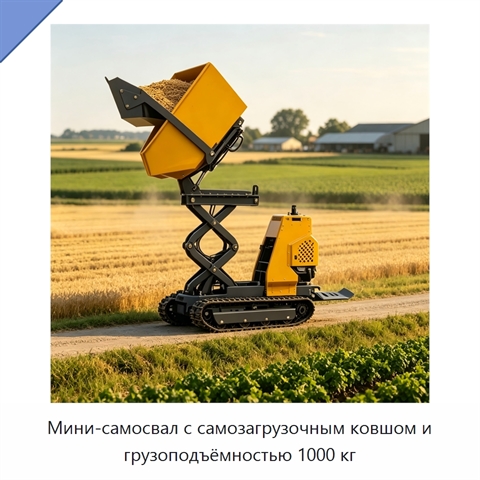 Мини-самосвал с самозагрузочным ковшом и грузоподъёмностью 1000 кг