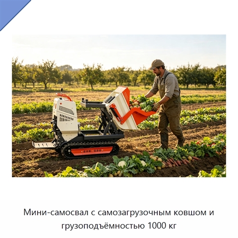 Мини-самосвал с самозагрузочным ковшом и грузоподъёмностью 1000 кг