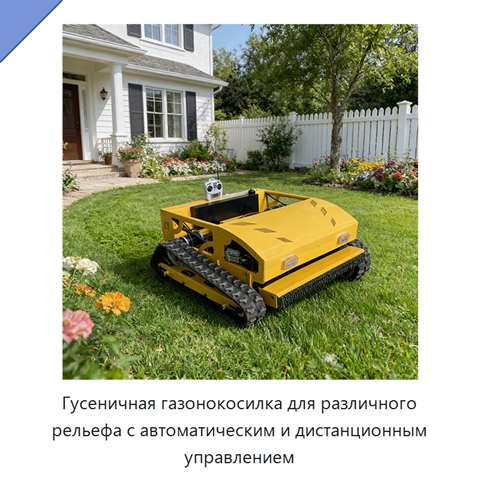 Гусеничная газонокосилка для различного рельефа с автоматическим и дистанционным управлением