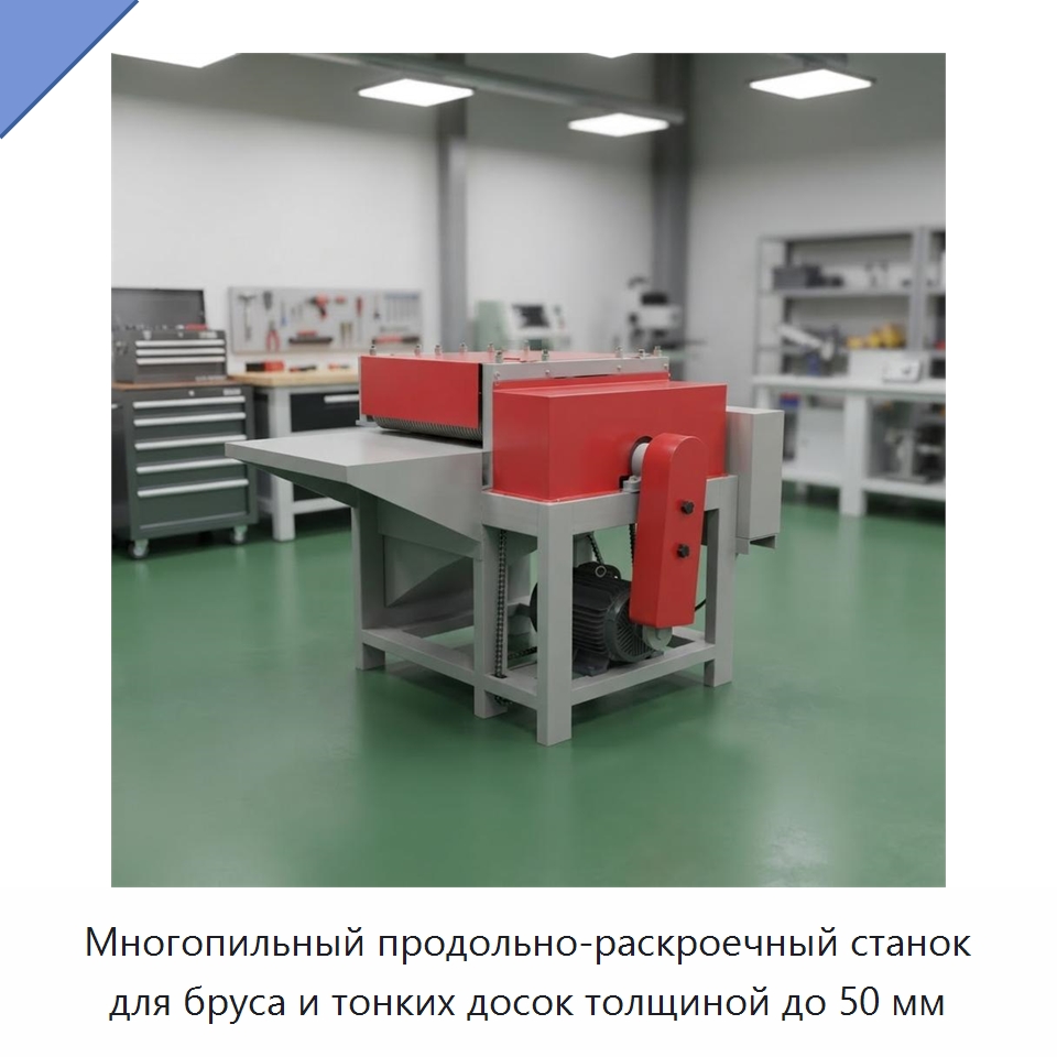Многопильный продольно-раскроечный станок для бруса и тонких досок толщиной до 50 мм — Пильные станки по дереву