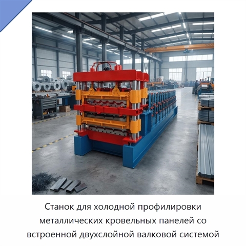 Станок для холодной профилировки металлических кровельных панелей со встроенной двухслойной валковой системой