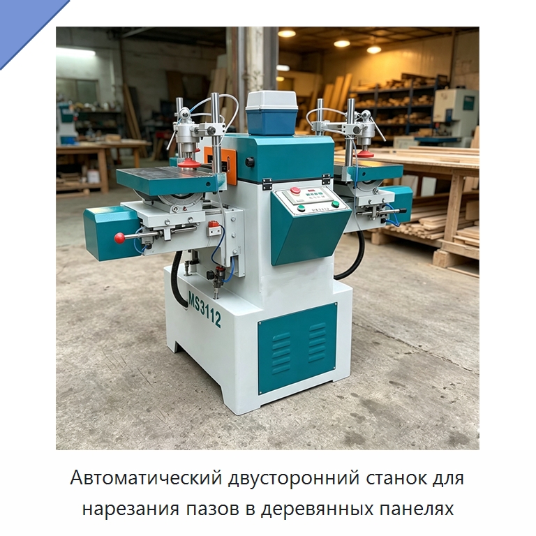Автоматический двусторонний станок для нарезания пазов в деревянных панелях