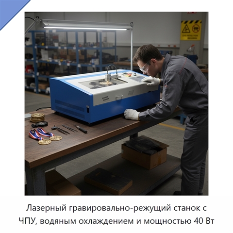 Лазерный гравировально-режущий станок с ЧПУ, водяным охлаждением и мощностью 40 Вт