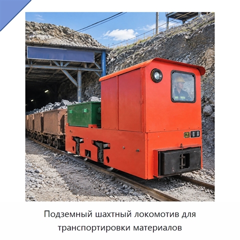 Подземный шахтный локомотив для транспортировки материалов
