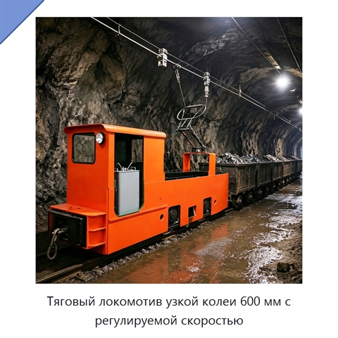 Тяговый локомотив узкой колеи 600 мм с регулируемой скоростью