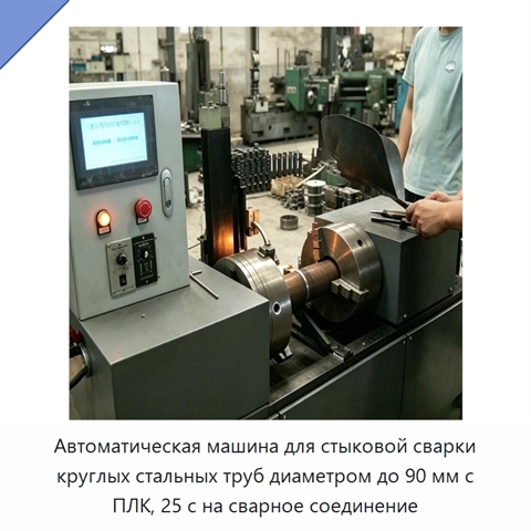 Автоматическая машина для стыковой сварки круглых стальных труб диаметром до 90 мм с ПЛК, 25 с на сварное соединение